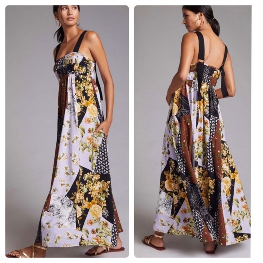 Anthropologie Maeve Floral Patchwork Maxi Dress. NWT